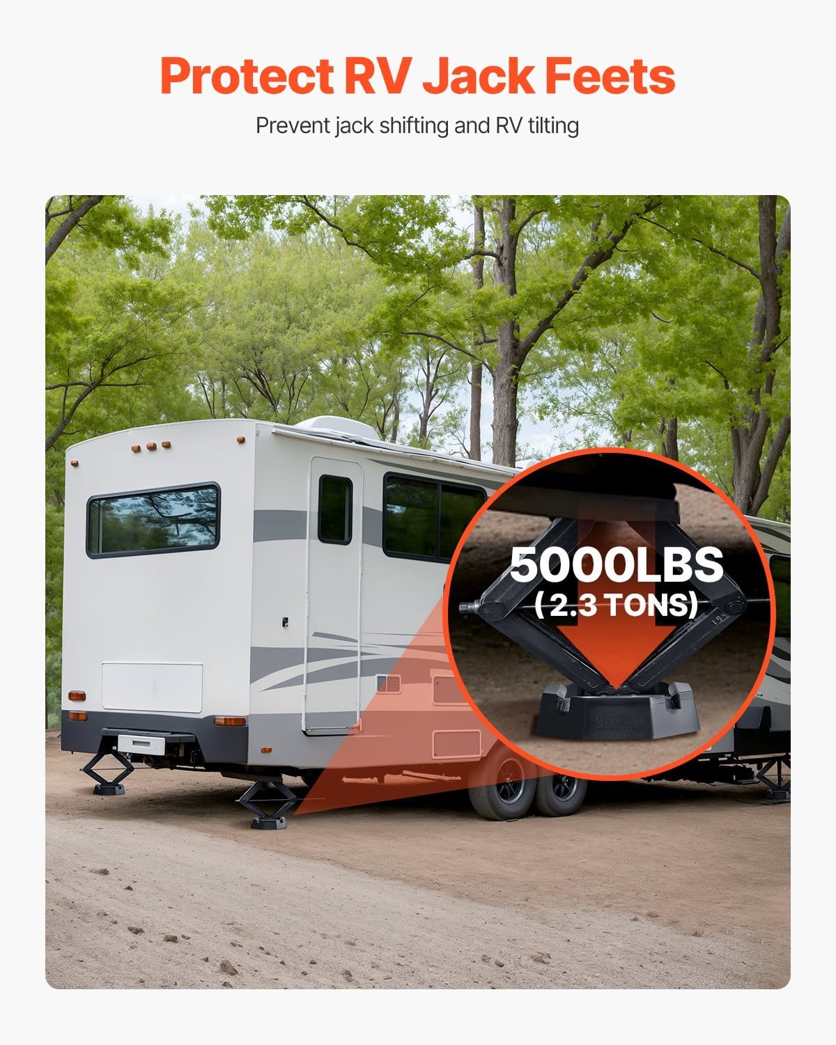 RV Leveling Pads, 4-Pack Rubber Trailer Jack Pads, Each with 5000 lbs Capacity, Jack Stabilizer Pad with Large Surface Area, Suitable for 5.5" Square Jack Feet, 5th Wheels Class A/C Motorhomes