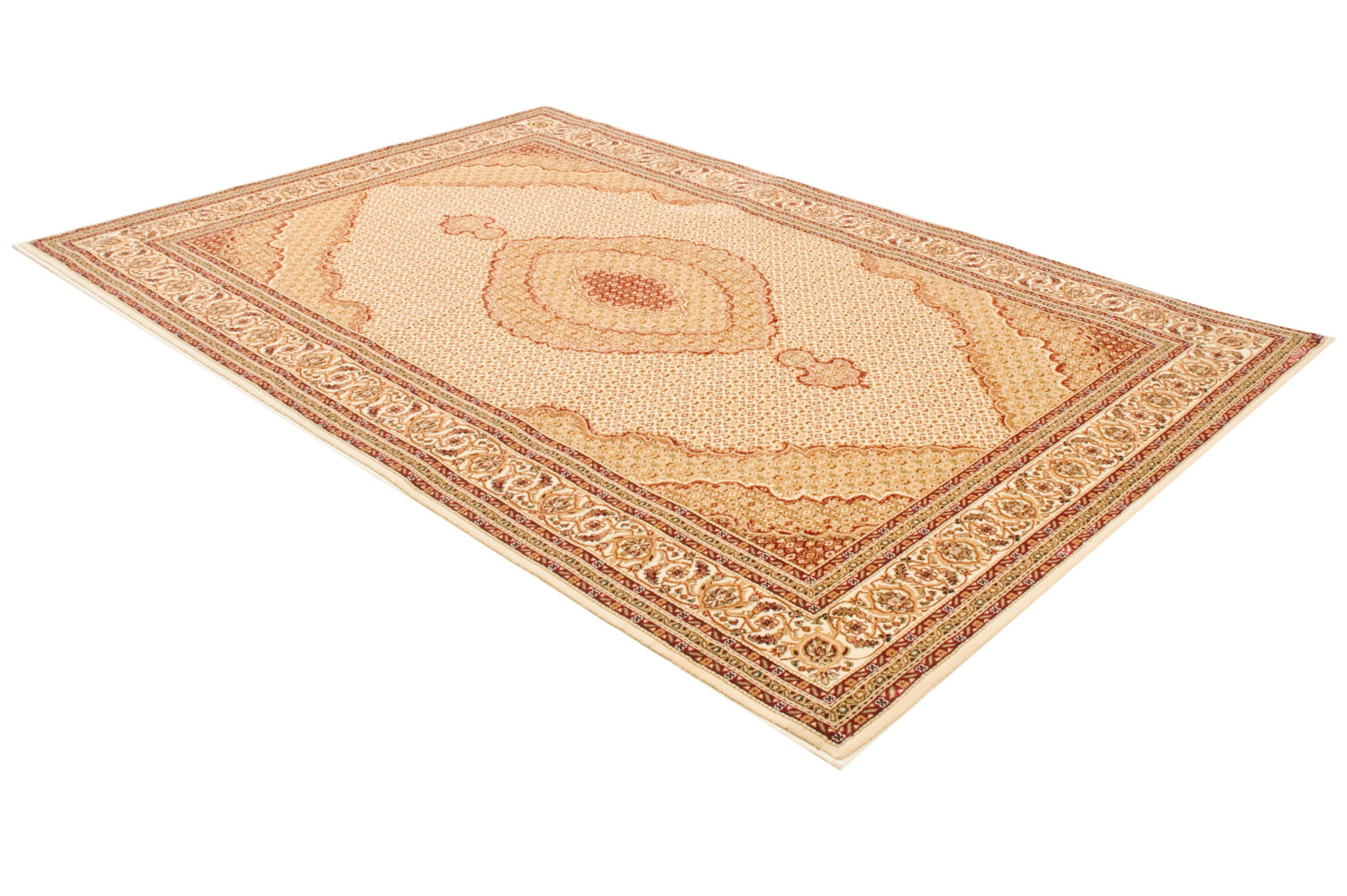 10' X 13' Beige and Ivory Oriental Washable Non Skid Area Rug