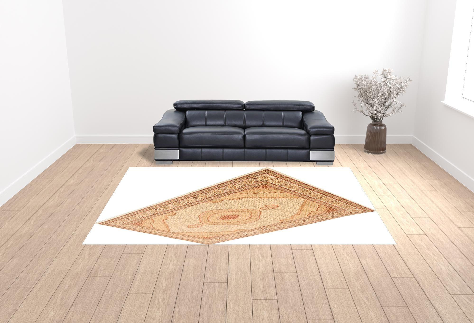 10' X 13' Beige and Ivory Oriental Washable Non Skid Area Rug