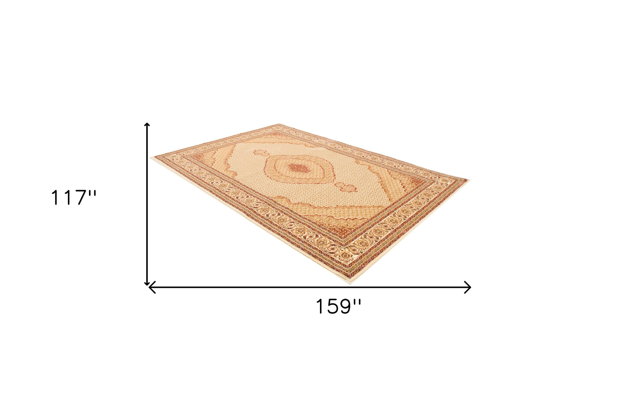 10' X 13' Beige and Ivory Oriental Washable Non Skid Area Rug