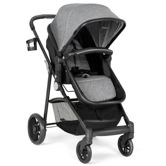Babyjoy 2 In 1 Foldable Baby Stroller Kids Travel Newborn Infant Buggy Pushchair Gray - Color: Gray