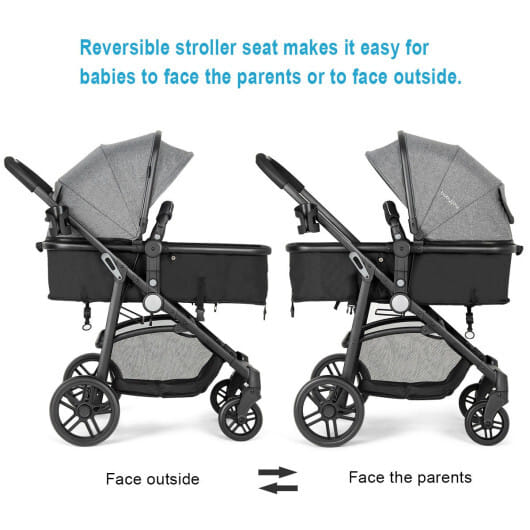 Babyjoy 2 In 1 Foldable Baby Stroller Kids Travel Newborn Infant Buggy Pushchair Gray - Color: Gray