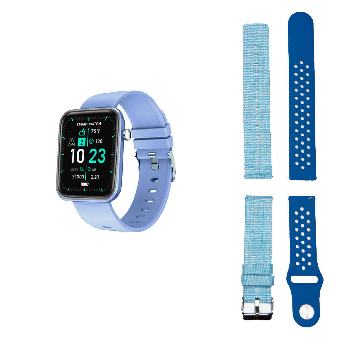 Color: BLUE - Advanced Smartwatch With Three Bands And Wellness + Activity Tracker