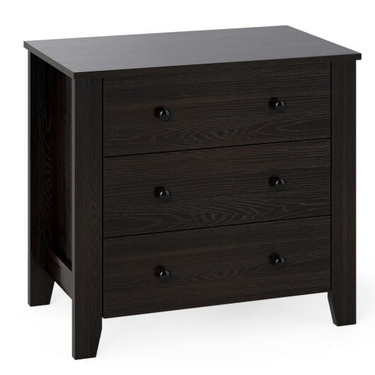 3-Drawer Dresser Wide Chest of Drawers Modern Large Nightstand Closet Storage Organizer-Dark Brown - Color: Dark Brown