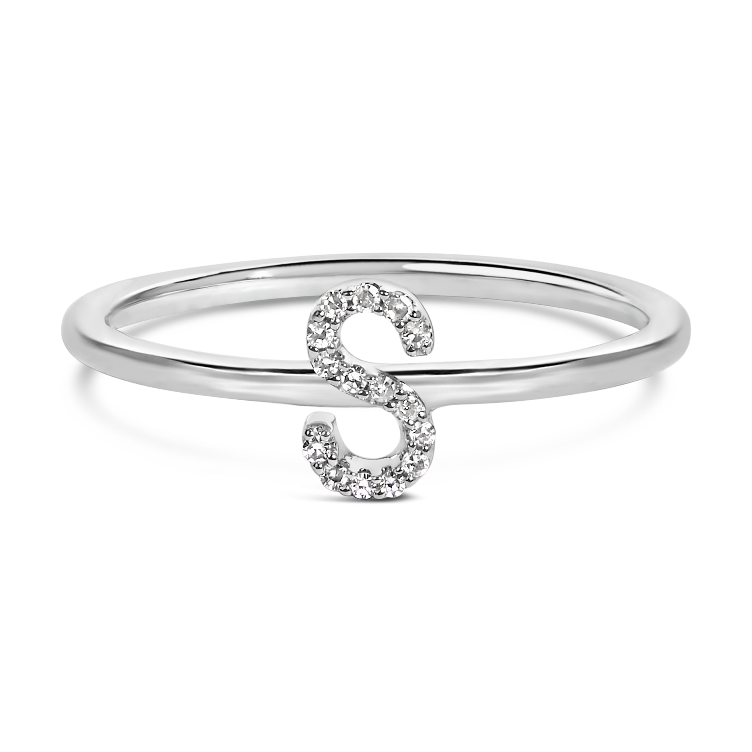 10K White Gold Diamond Accent Initial "S" Ring