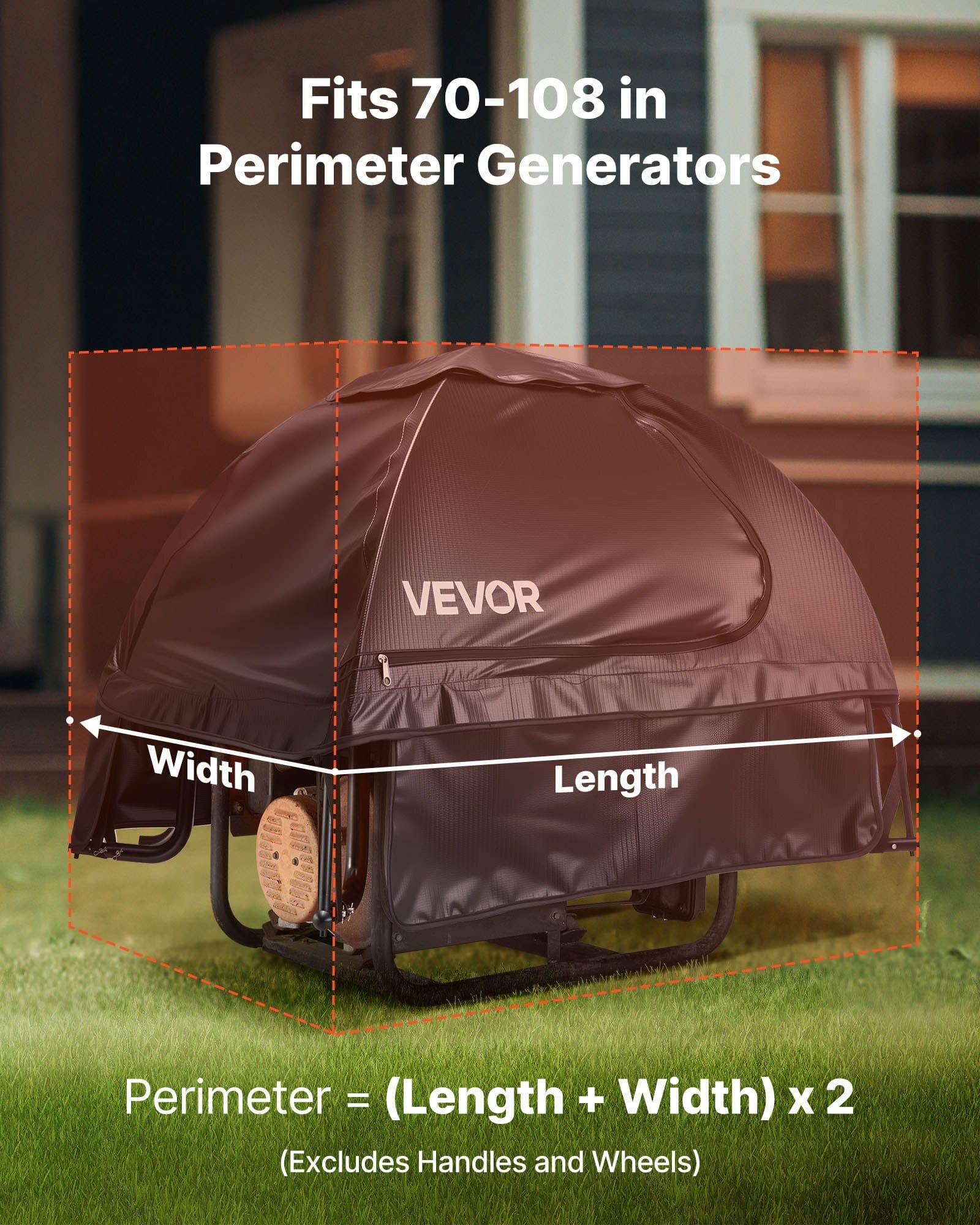 Generator Cover, 36 x 26 x 26 Inch Waterproof Universal Generator Cover for Most Generators 70-108 Inches Perimeter, Portable Generator Running Cover with Heavy Duty Thicken Oxford Fabric, Black