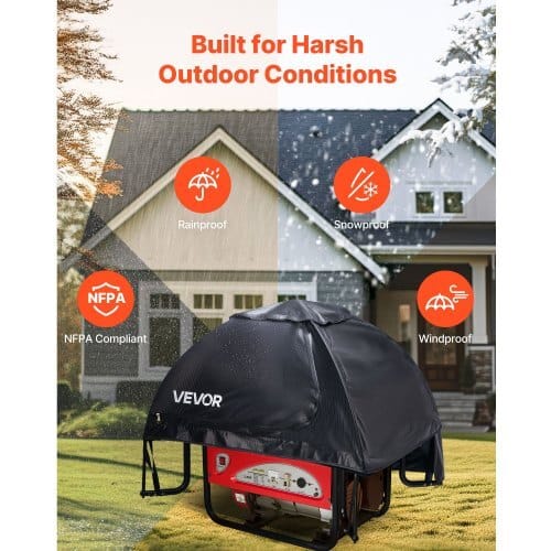 Generator Cover, 36 x 26 x 26 Inch Waterproof Universal Generator Cover for Most Generators 70-108 Inches Perimeter, Portable Generator Running Cover with Heavy Duty Thicken Oxford Fabric, Black