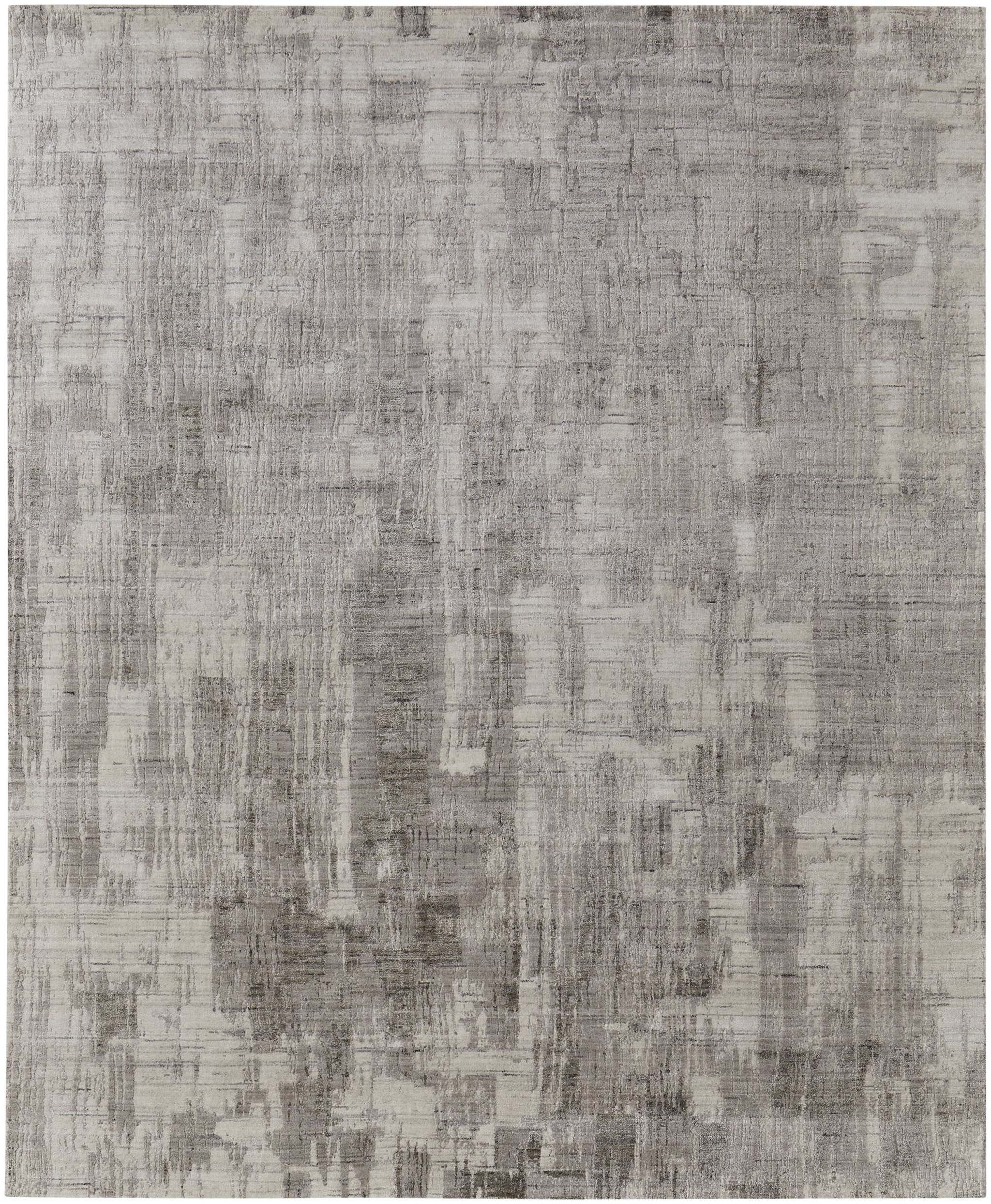 2' X 3' Gray and Ivory Abstract Hand Woven Worn Faded Area Rug