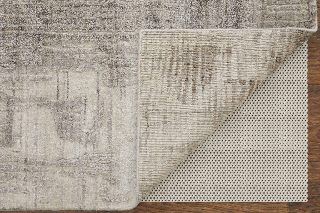 2' X 3' Gray and Ivory Abstract Hand Woven Worn Faded Area Rug