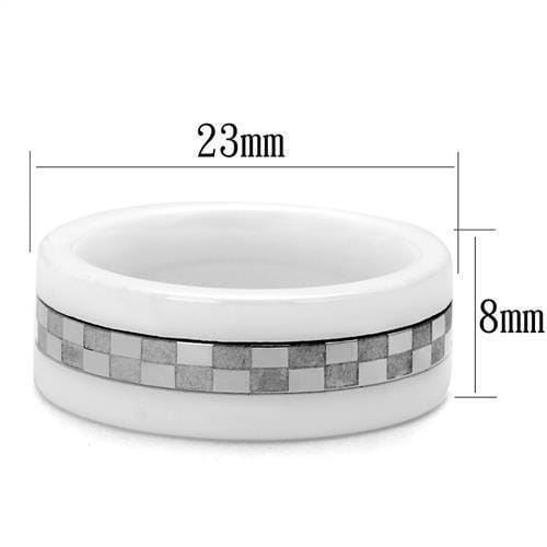 TK2403 - High polished (no plating) Stainless Steel Ring with Ceramic in White