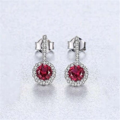 Classic Flower Pattern Wholesale 925 Sterling Silver Drop Earrings - Red