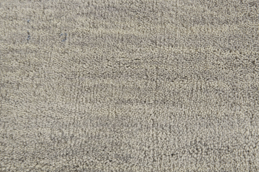 10' Gray and Ivory Round Wool Hand Woven Area Rug