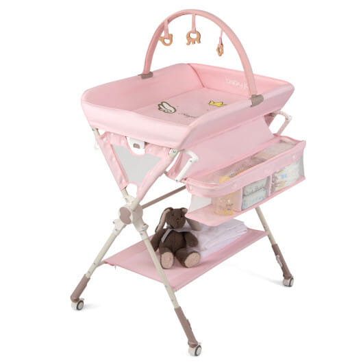 Baby Changing Table Foldable Diaper Changing Station with Storage Bag and Shelf-Black