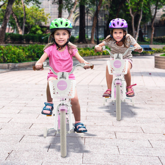 Costway 16'' Kids Bike Toddler Adjustable Bicycle with Training Wheel for 4-7 Years Old Purple - Color: Purple - Size: 16 inches