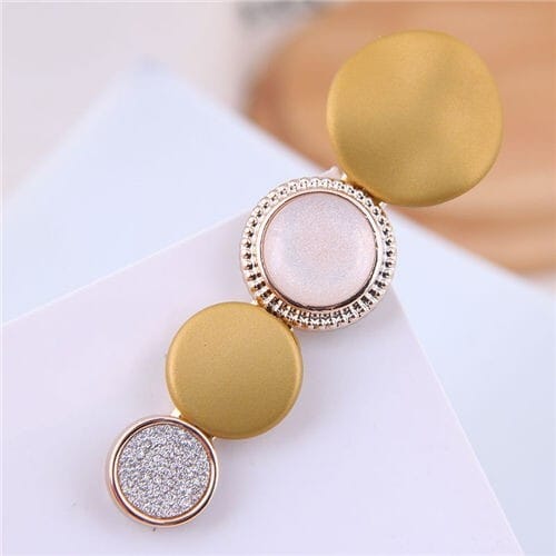 Buttons Fashion Korean Style Women Hair Barrette - Yellow