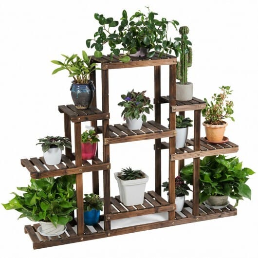 6-Tier Flower Wood Stand Plant Display Rack Storage Shelf - Color: Brown - Size: 6-Tier