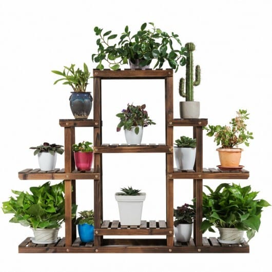 6-Tier Flower Wood Stand Plant Display Rack Storage Shelf - Color: Brown - Size: 6-Tier