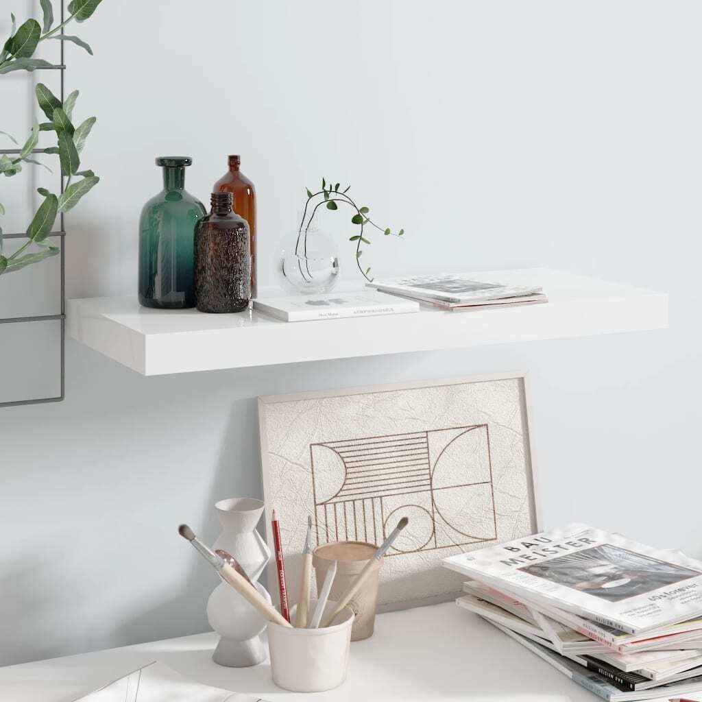 Floating Wall Shelf High Gloss White 23.6"x9.3"x1.5" MDF