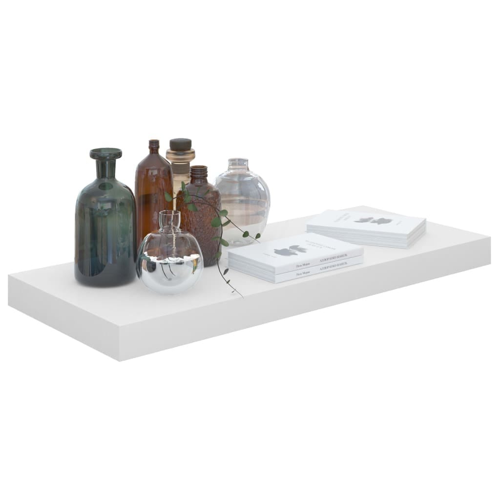 Floating Wall Shelf High Gloss White 23.6"x9.3"x1.5" MDF