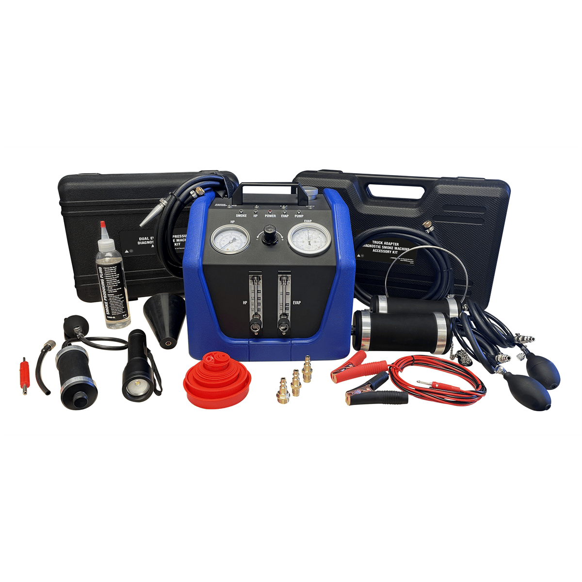 Mastercool Dual Evap/High Pressure Diagnostic Smoke Machine w/ Truck Adapter Kit