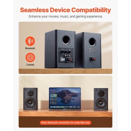 Powered Bookshelf Speakers, 20W x 2, Active Studio Monitor Speaker with 4 Inch Woofer, Adjustable Volume and Audio with Bluetooth Optical Connection, Wooden Enclosure, for Record Player PC TV