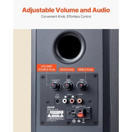 Powered Bookshelf Speakers, 20W x 2, Active Studio Monitor Speaker with 4 Inch Woofer, Adjustable Volume and Audio with Bluetooth Optical Connection, Wooden Enclosure, for Record Player PC TV
