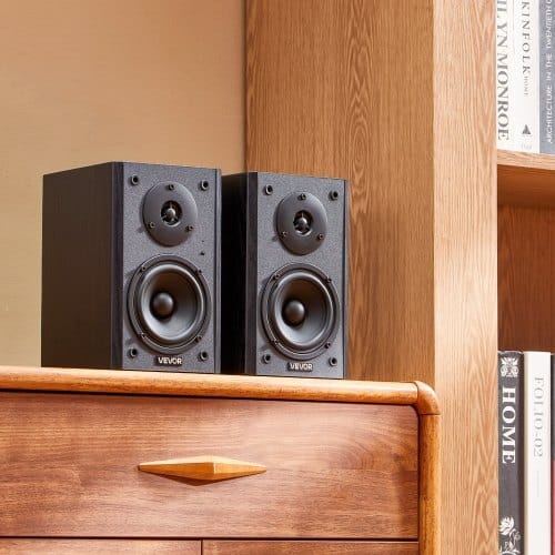 Powered Bookshelf Speakers, 20W x 2, Active Studio Monitor Speaker with 4 Inch Woofer, Adjustable Volume and Audio with Bluetooth Optical Connection, Wooden Enclosure, for Record Player PC TV