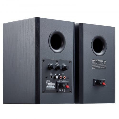 Powered Bookshelf Speakers, 20W x 2, Active Studio Monitor Speaker with 4 Inch Woofer, Adjustable Volume and Audio with Bluetooth Optical Connection, Wooden Enclosure, for Record Player PC TV