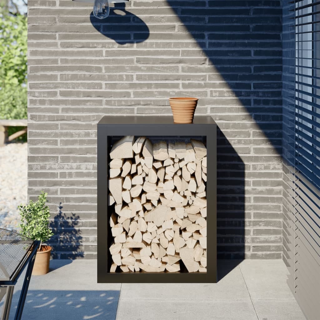 Firewood Rack Black 23.6x15.7x31.5" Steel