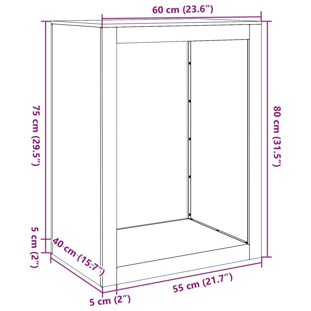 Firewood Rack Black 23.6x15.7x31.5" Steel