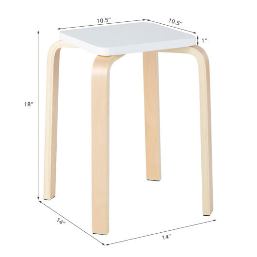 Set of 4 Colorful Square Stools with Anti-slip Felt Mats-Multicolor - Color: Multicolor