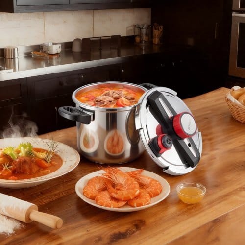 Pressure Cooker, 8Qt Pressure Cooker Stainless Steel, Pressures Canner with Steaming Rack, Tempered Glass Lid, Three Pressures Settings for Meat, Beans, Rice, Soup, Sauces, Cook up to 100 kPa