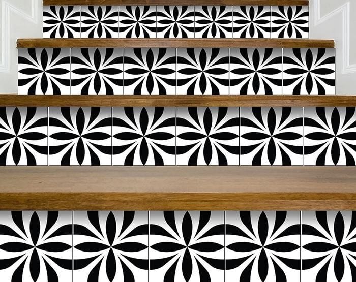 6" X 6" Black and White Colla Peel and Stick Removable Tiles