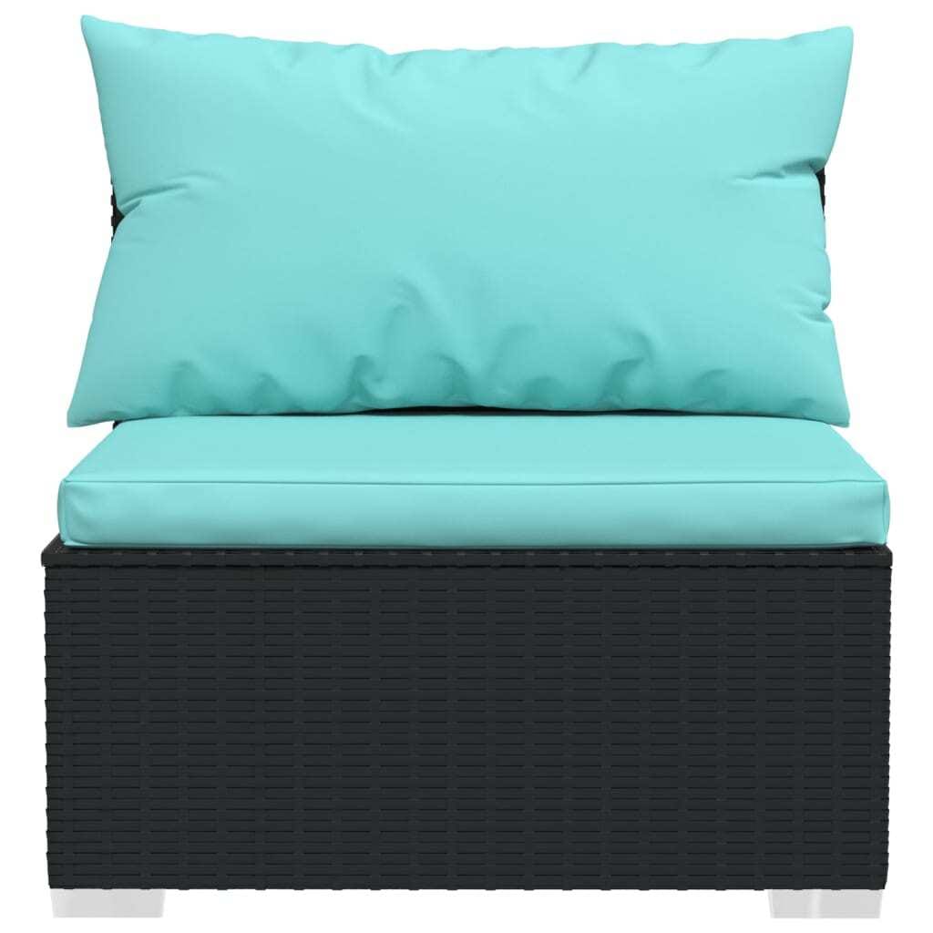 8 Piece Patio Lounge Set with Cushions Poly Rattan Black