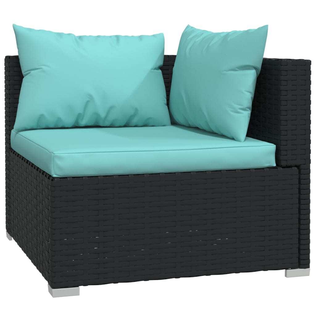 8 Piece Patio Lounge Set with Cushions Poly Rattan Black