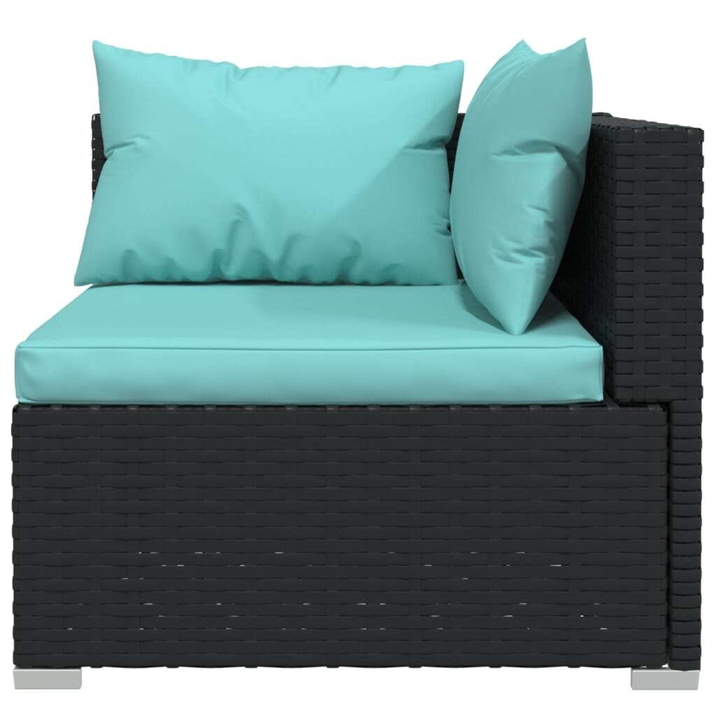 8 Piece Patio Lounge Set with Cushions Poly Rattan Black