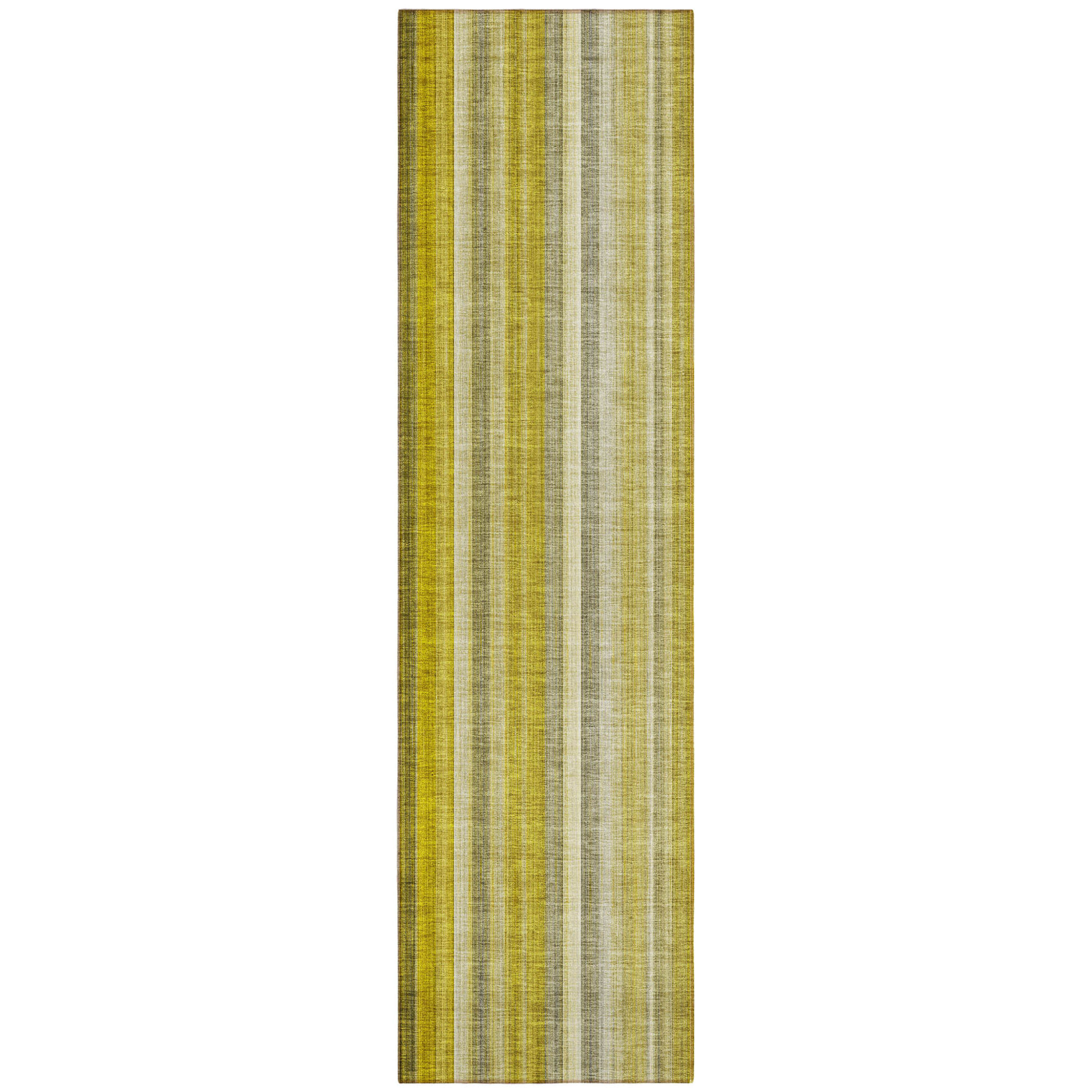 2' X 8' Gold Striped Washable Non Skid Indoor Outdoor Runner Rug