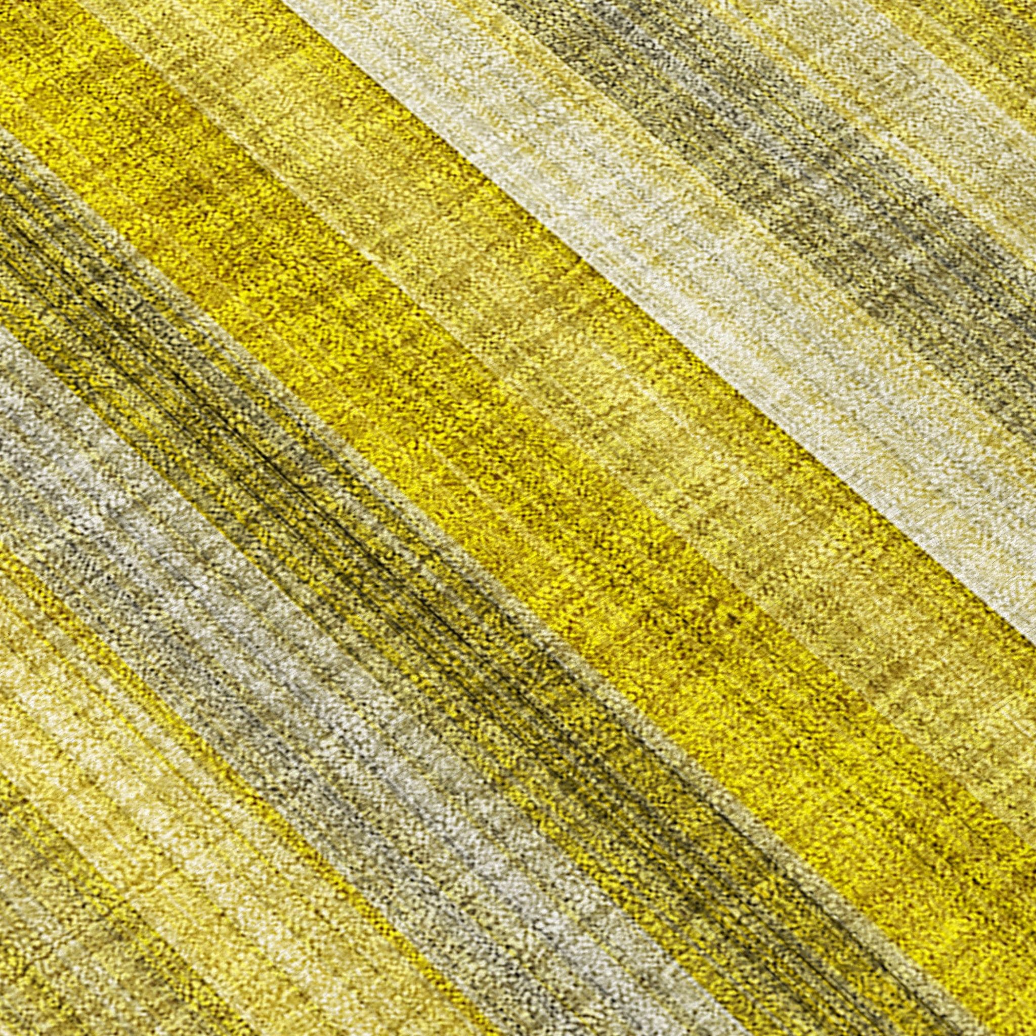 2' X 8' Gold Striped Washable Non Skid Indoor Outdoor Runner Rug