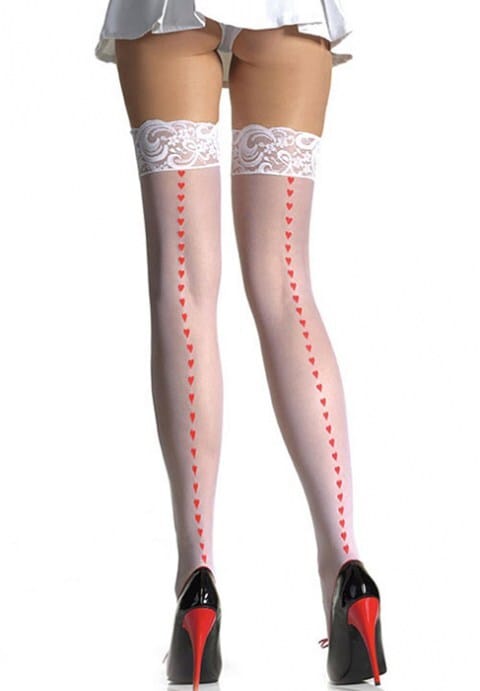 Sexy Stretch Lace Lycra Stockings with Loves Prints