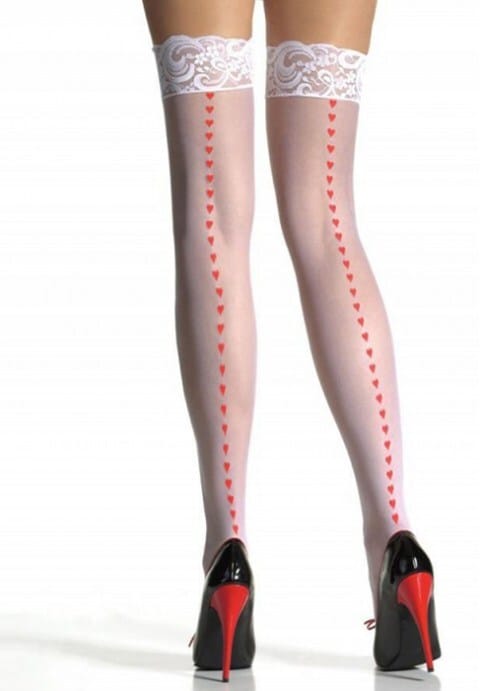 Sexy Stretch Lace Lycra Stockings with Loves Prints