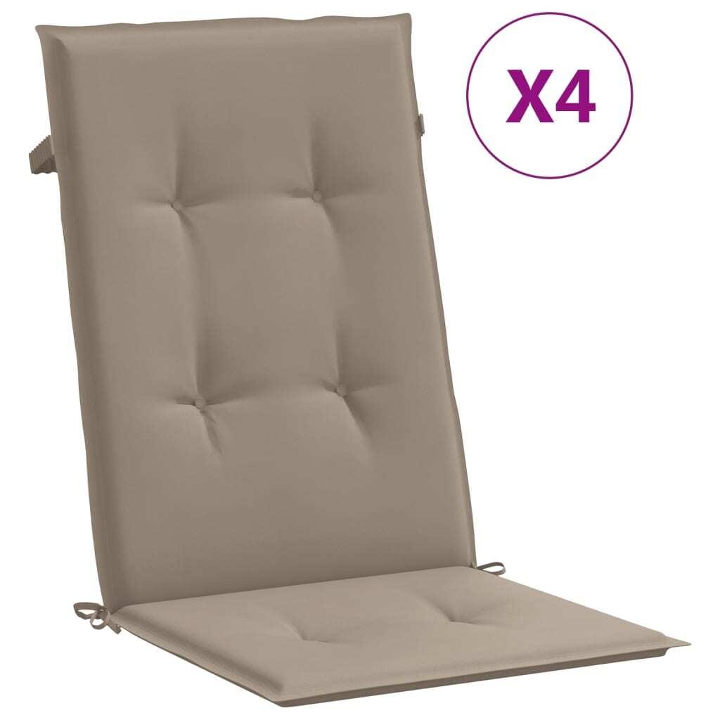 Garden Highback Chair Cushions 4 pcs Taupe 47.2"x19.7"x1.2" Fabric