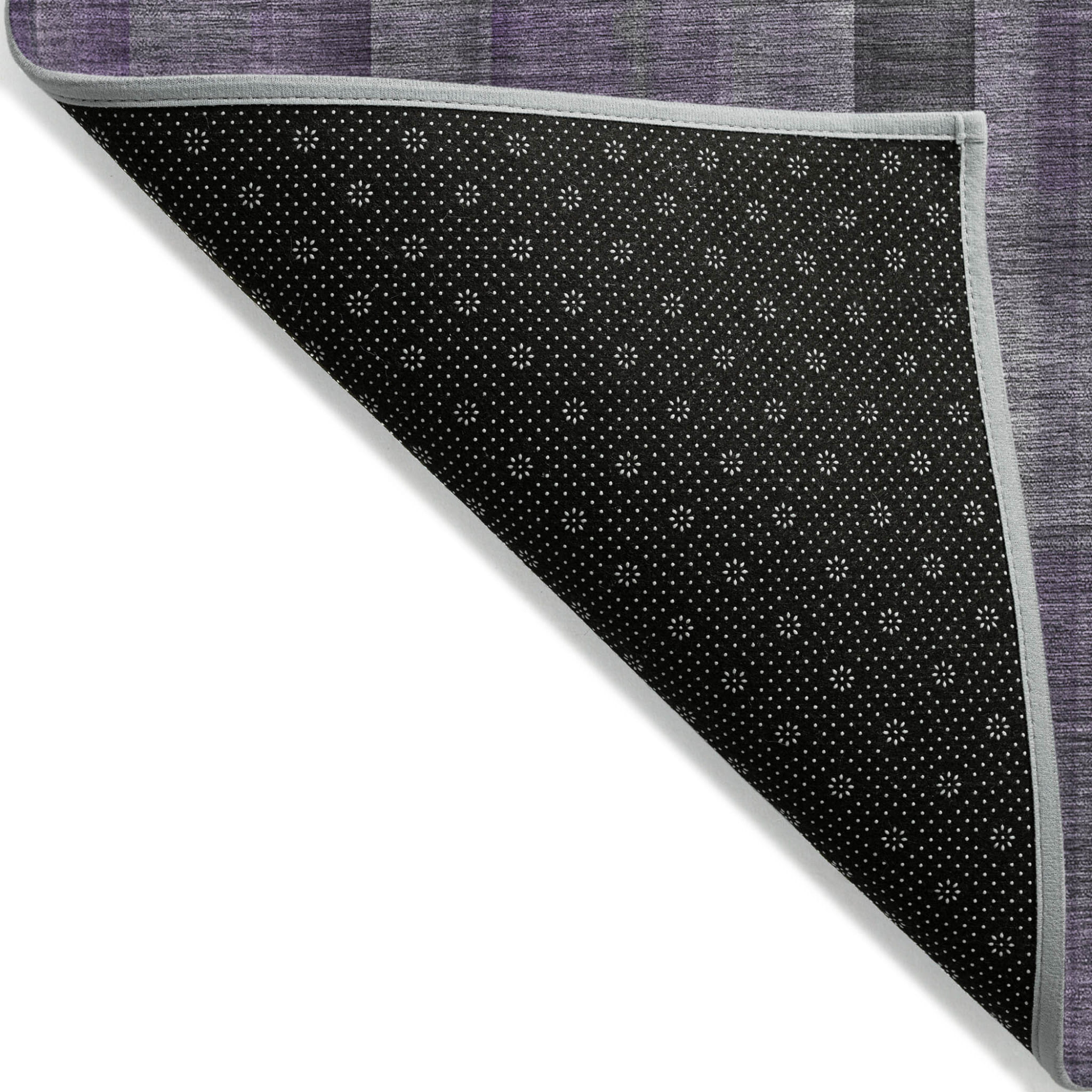 8' Round Purple Round Plaid Washable Non Skid Indoor Outdoor Area Rug