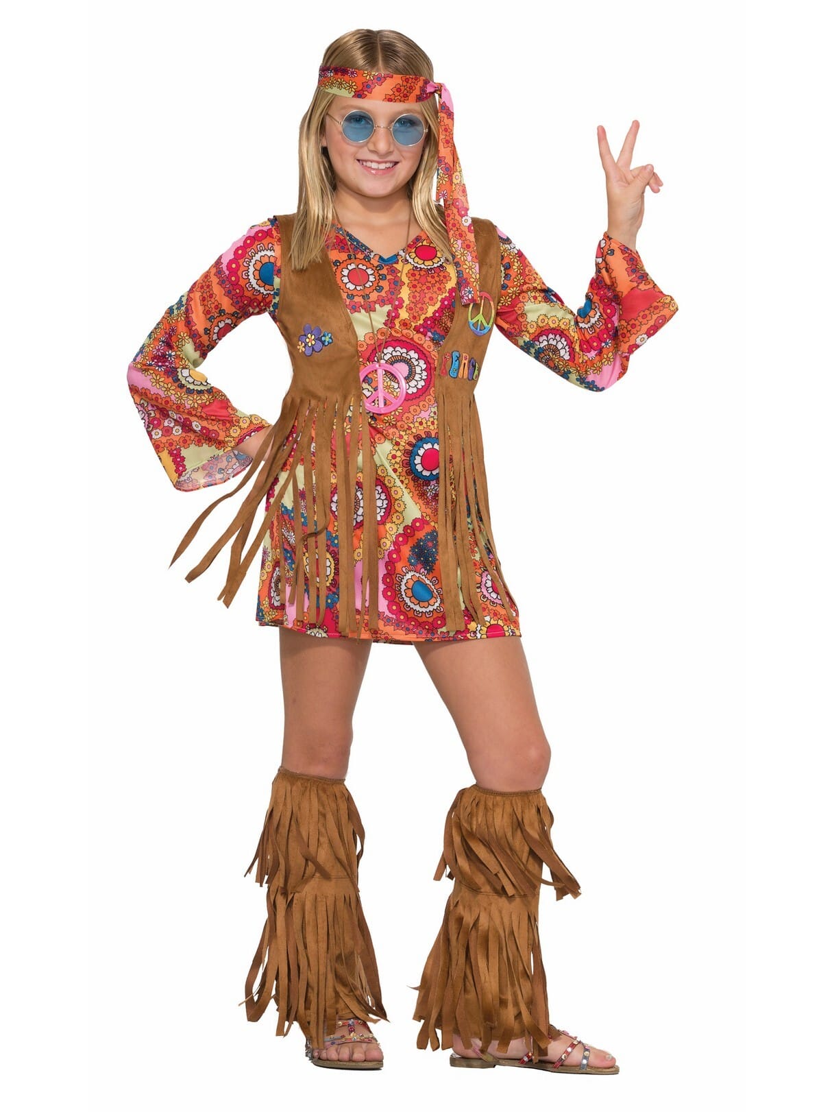 Girls Peace Lovin Hippie Costume M