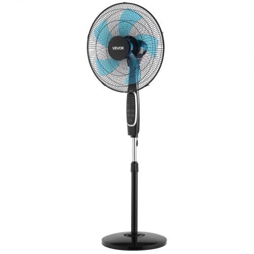 18-Inch Pedestal Fan, 2700 CFM Standing Floor Fan with Remote Control, 9 Speeds & 3 Modes, Oscillating Adjustable Height, Quiet DC Motor 5-Blade for Home, Bedroom, Garage, Workshop, Black