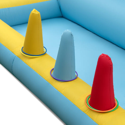 Costway Inflatable Bounce House 7-in-1 Bouncy Castle with Slide and Tunnel without Blower - Color: Multicolor