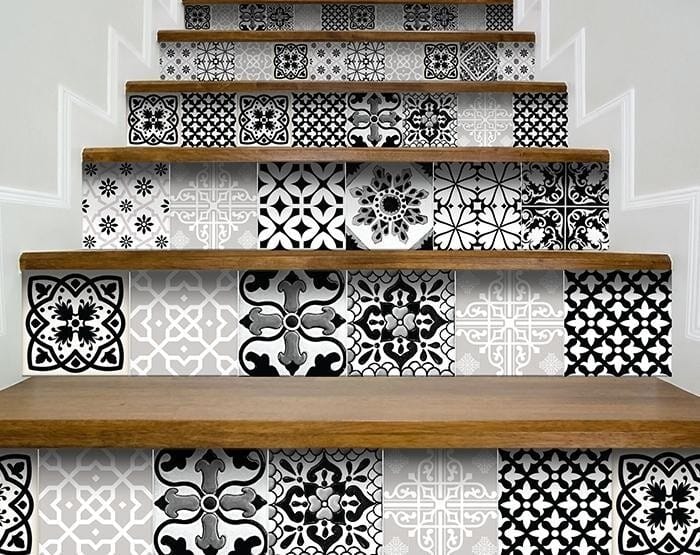 6" X 6" Black White and Gray Bella Peel and Stick Tiles