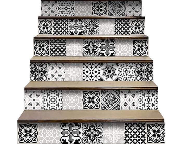 6" X 6" Black White and Gray Bella Peel and Stick Tiles