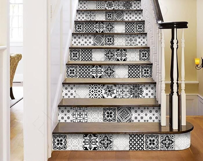 6" X 6" Black White and Gray Bella Peel and Stick Tiles