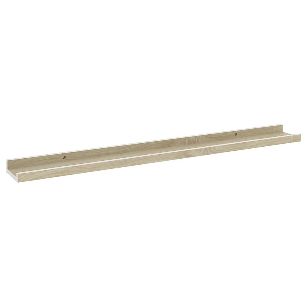 Wall Shelves 4 pcs White and Sonoma Oak 31.5"x3.5"x1.2"