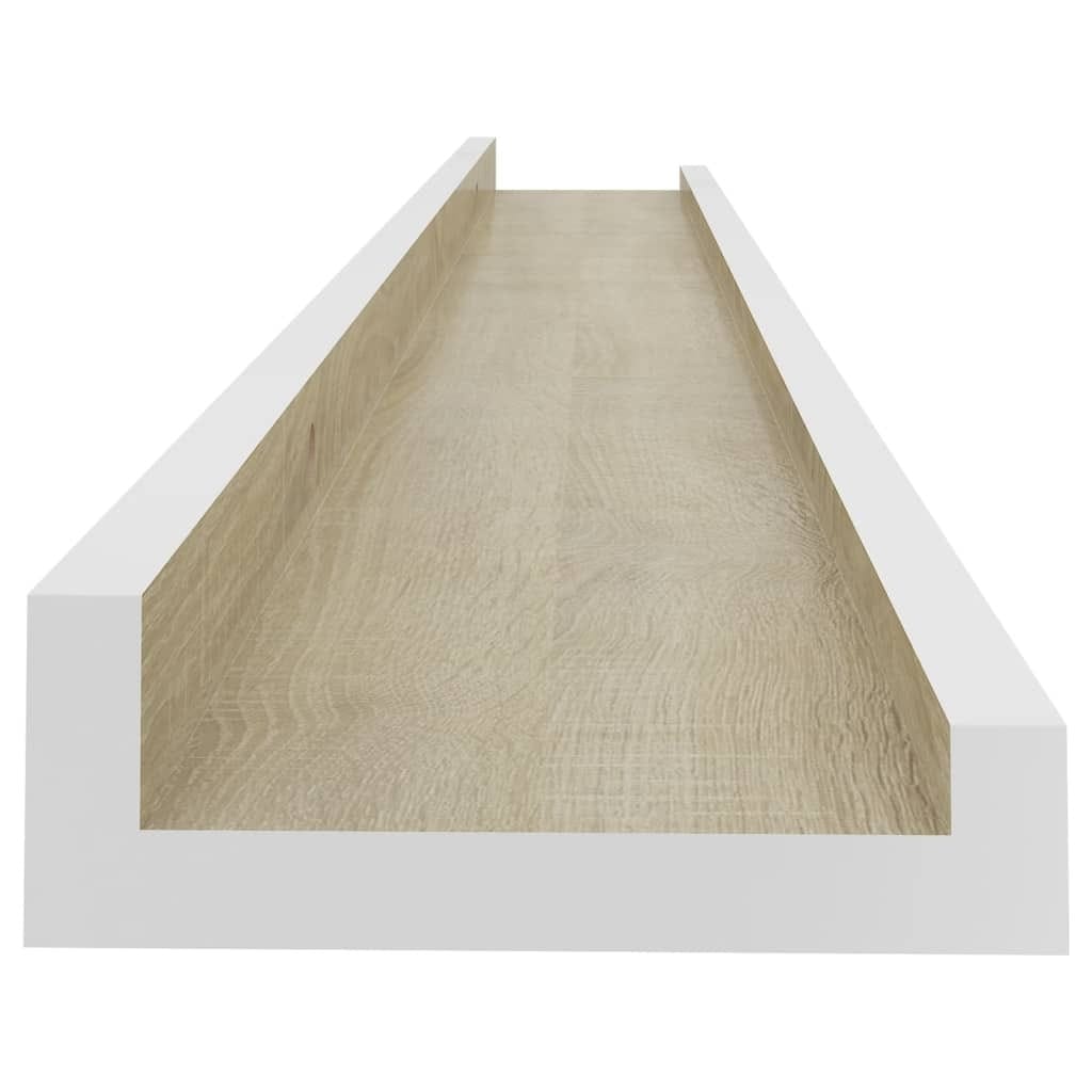 Wall Shelves 4 pcs White and Sonoma Oak 31.5"x3.5"x1.2"